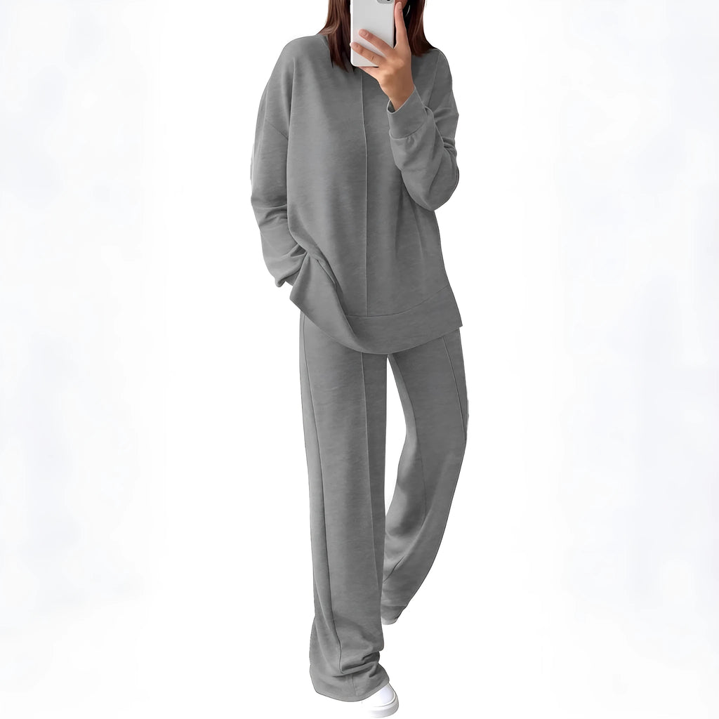 Women's long-sleeve polyester jogging suit set shown in Army Green, featuring a top and matching trousers
