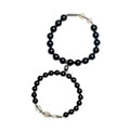 Obsidian Buddha beads couple bracelet DIY kit with 8mm and 10mm natural stone beads on string