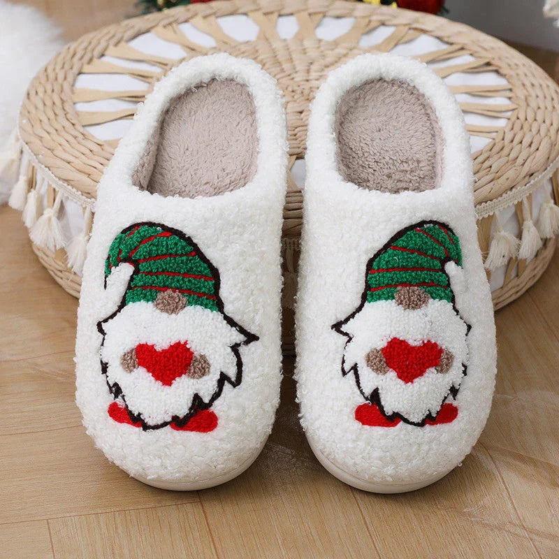 Cozy cartoon santa claus home slippers in various colors for men and women