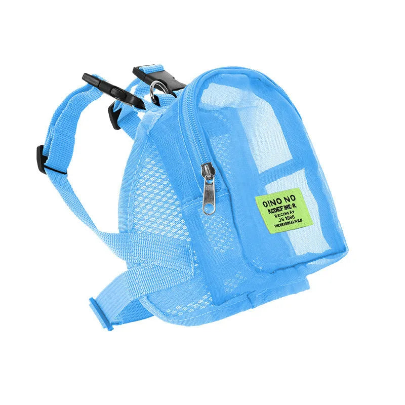 Solid colour polyester canvas dog carrier backpack for small pets.
