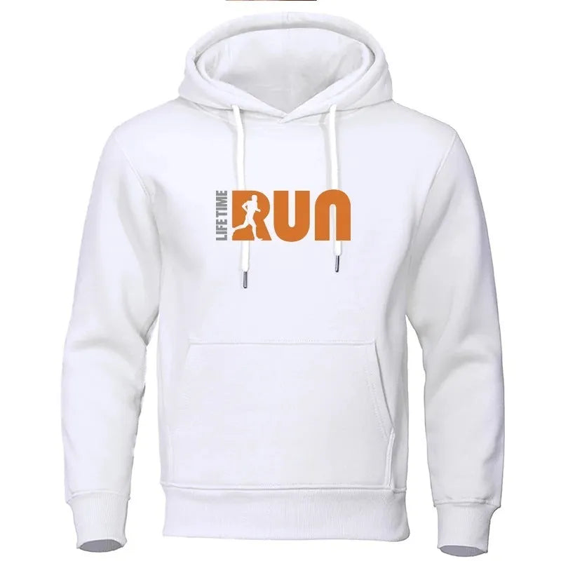 Men's street fashion printing loose-fit hoodie in black with hood and long sleeves