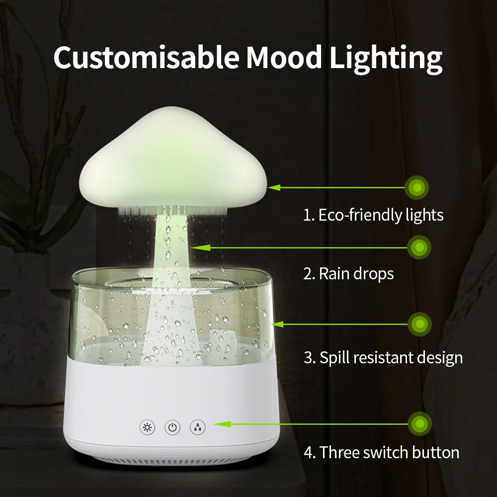 2-in-1 desk humidifier with rain cloud design and aromatherapy function