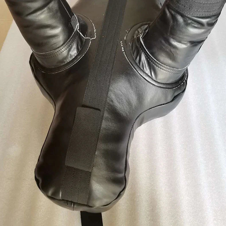 Black humanoid punching bag with explosion-proof space leather for martial arts training