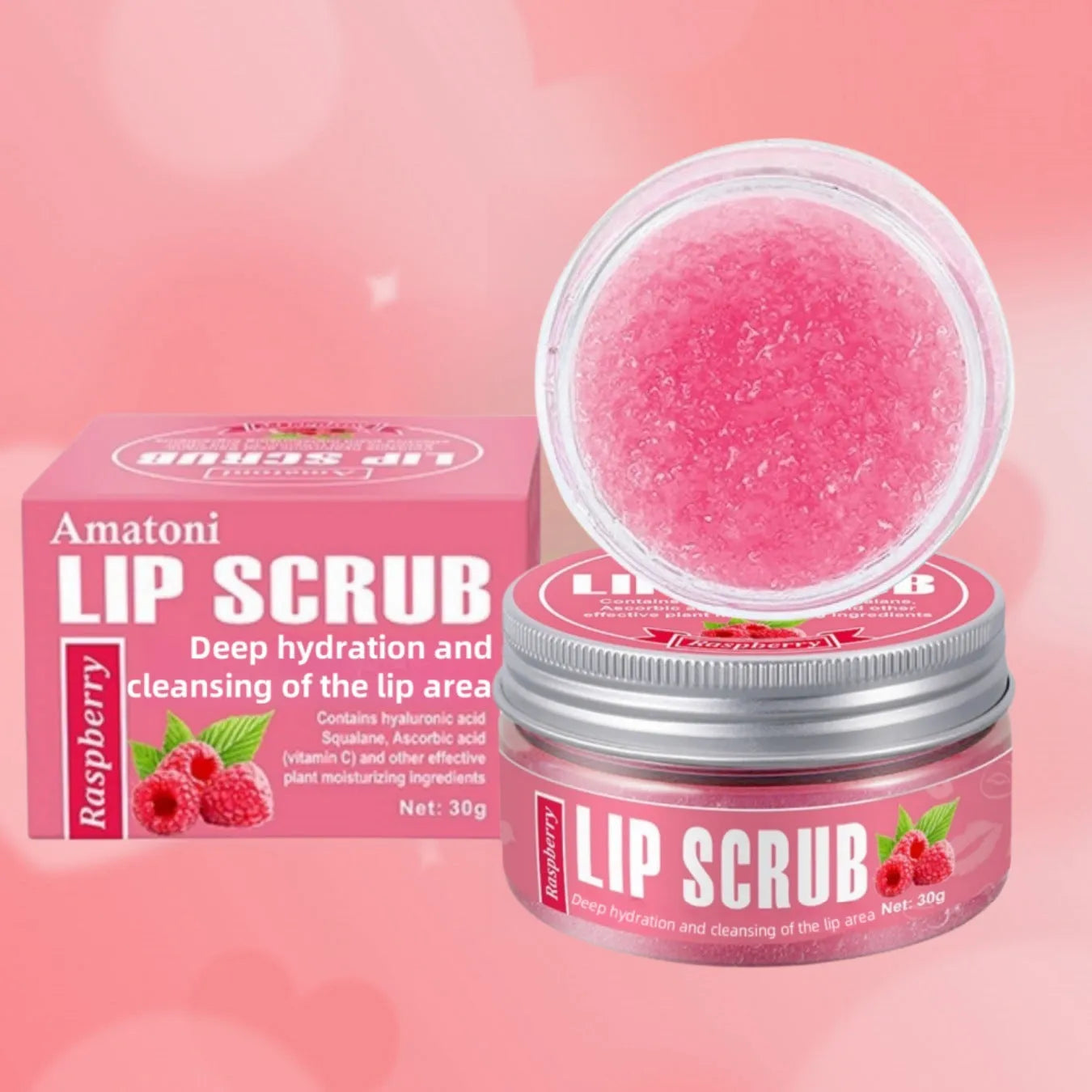 Amatoni lip scrub cream tube in fruit flavours for exfoliating and moisturising dry lips