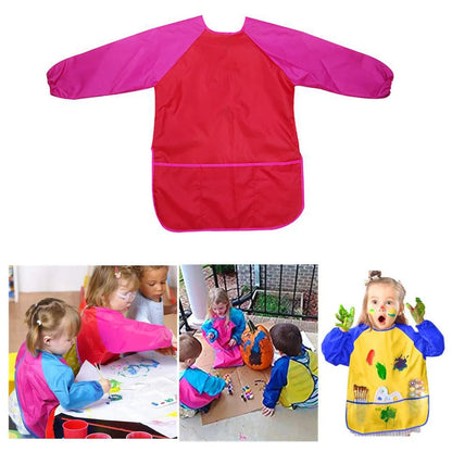 Waterproof children's painting apron with long sleeves in various colours
