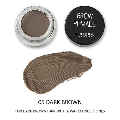 Phoera Eyebrow Cream with 6 shades and double-head brush for natural brow styling
