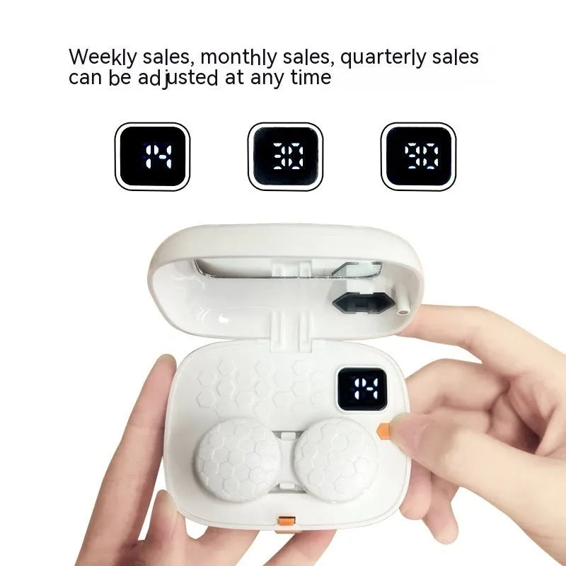 Automatic ultrasonic flushing instrument for invisible glasses in pearl white, blue, and pink colours