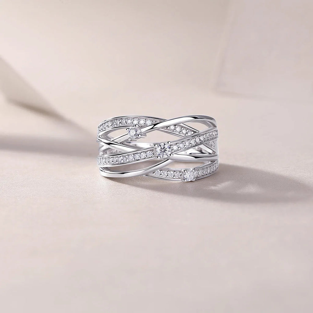 Diamond Shining moissanite wedding ring S925 silver platinum plated with GRA certificate in gift box