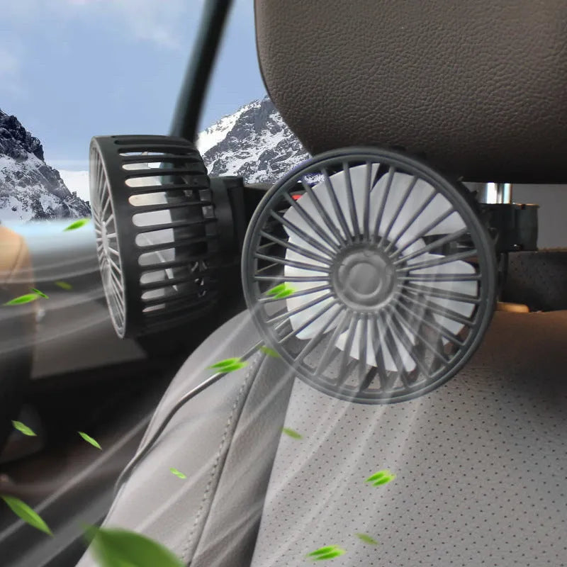 Black car USB rear pillow single head fan model F4207 with adjustable wind direction