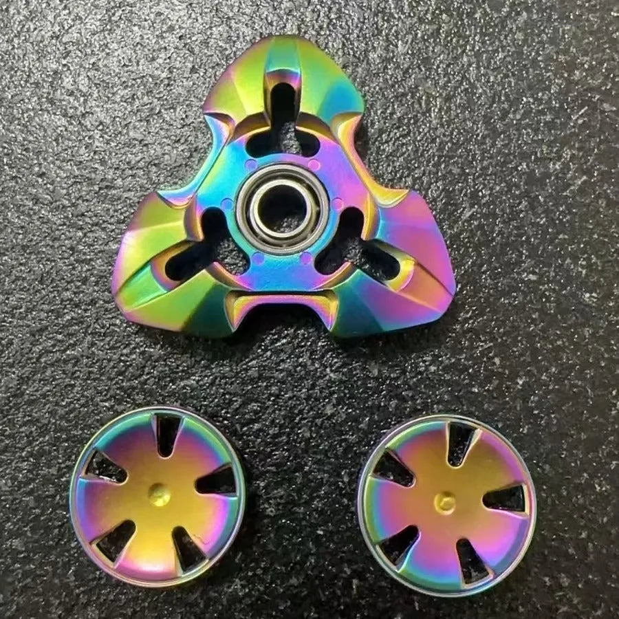 Alloy metal decompression gyro toy spinning on fingertips in gun colour finish