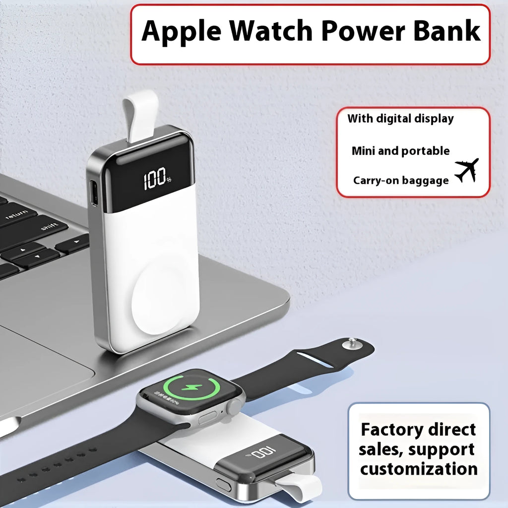 Silver mini portable magnetic power bank with digital display and 2000 mAh capacity