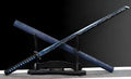 Blue Dragon Tang Horizontal Saber with high manganese steel blade and plastic steel scabbard on display