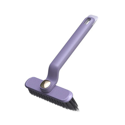 Multi-function rotating crevice cleaning brush in purple, white, and brown for kitchen and bathroom cleaning