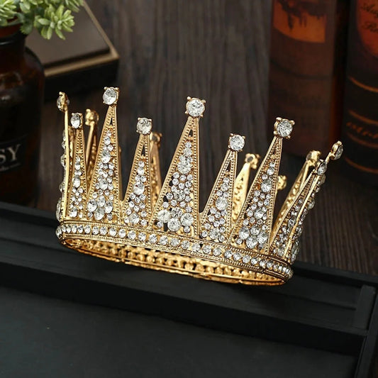 Alloy hollow diamond crown bridal hair accessory in gold and silver