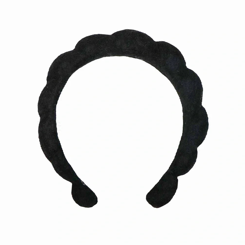 Handmade cloth SPA headband in pink, denim blue, black, or white for facial treatments and showers