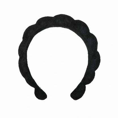 Handmade cloth SPA headband in pink, denim blue, black, or white for facial treatments and showers