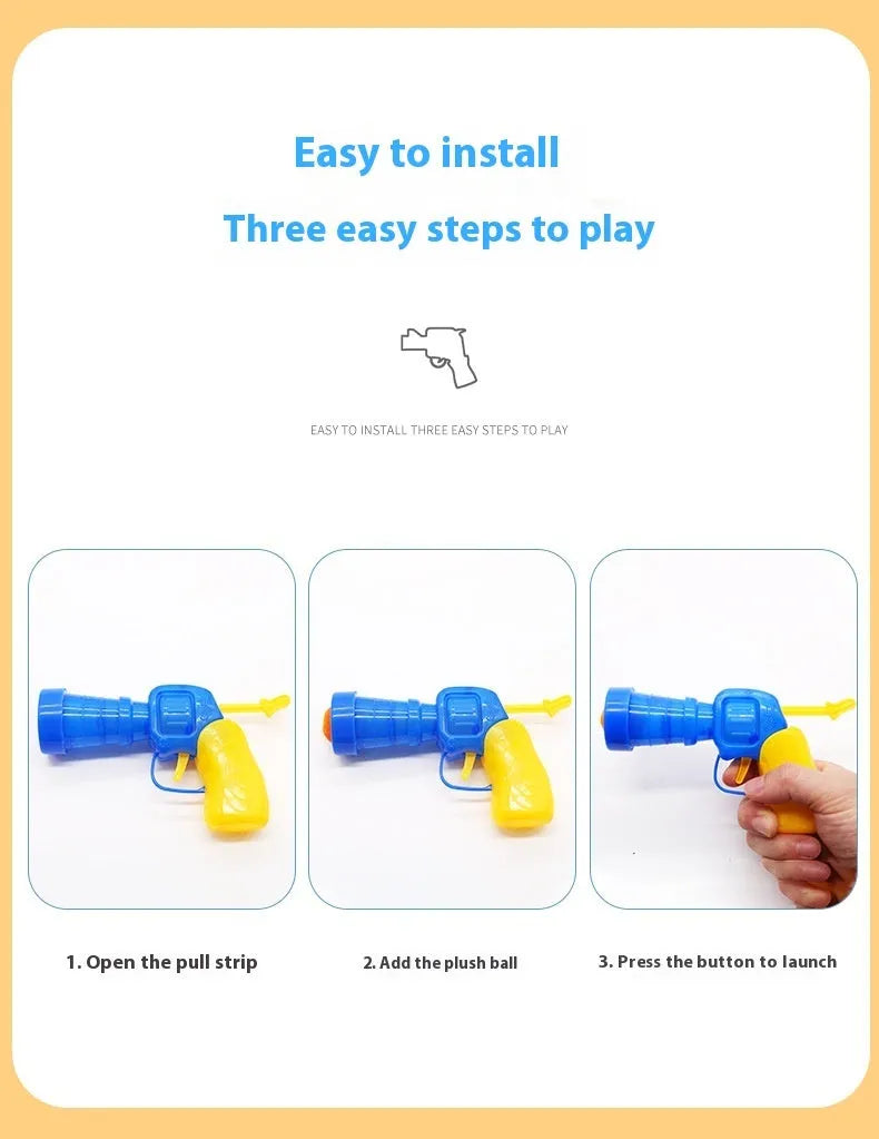 30cm pet toy launching gun with soft plush yarn balls for dogs and cats interactive play
