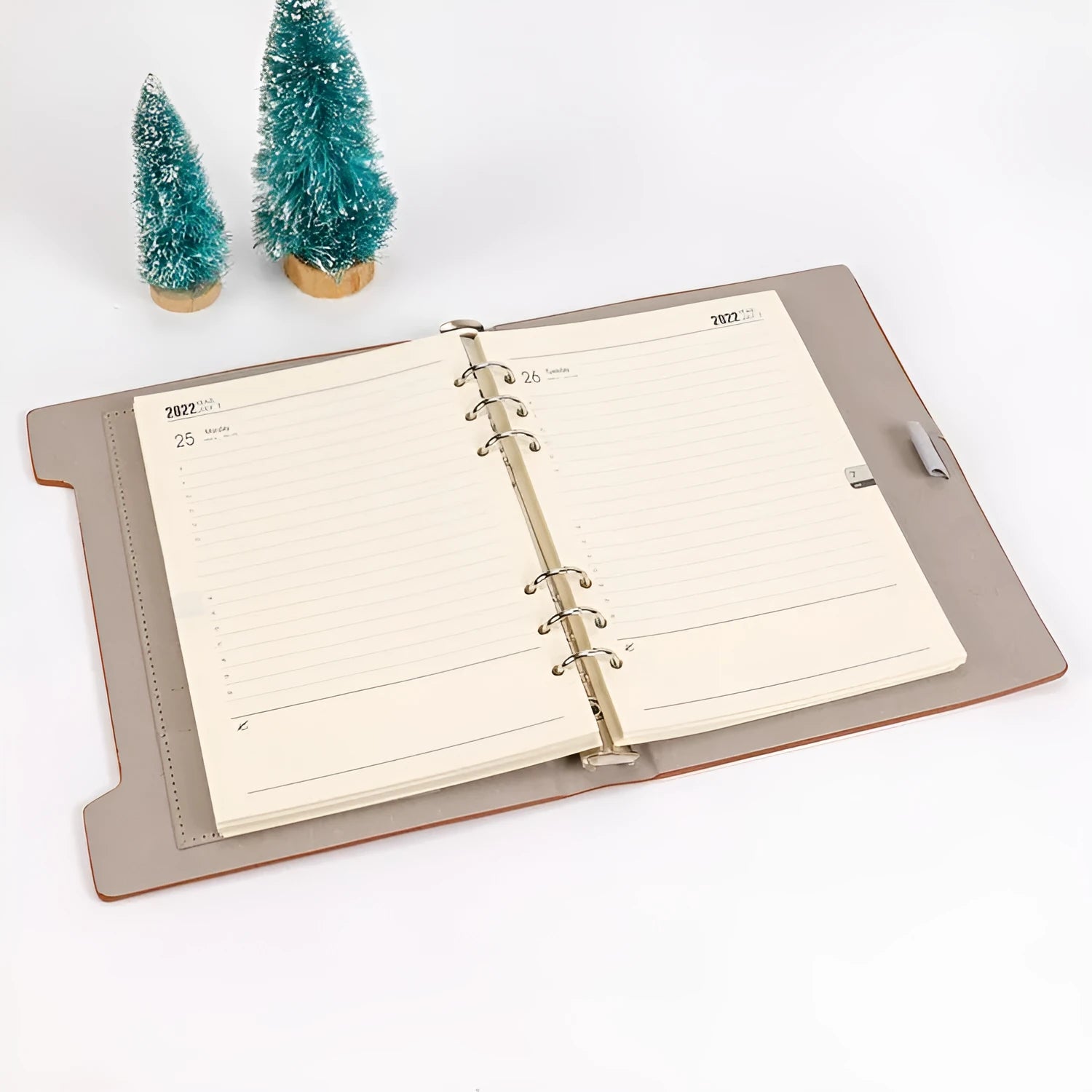 White A5 loose-leaf notebook inner pages with monthly plan layout on paper