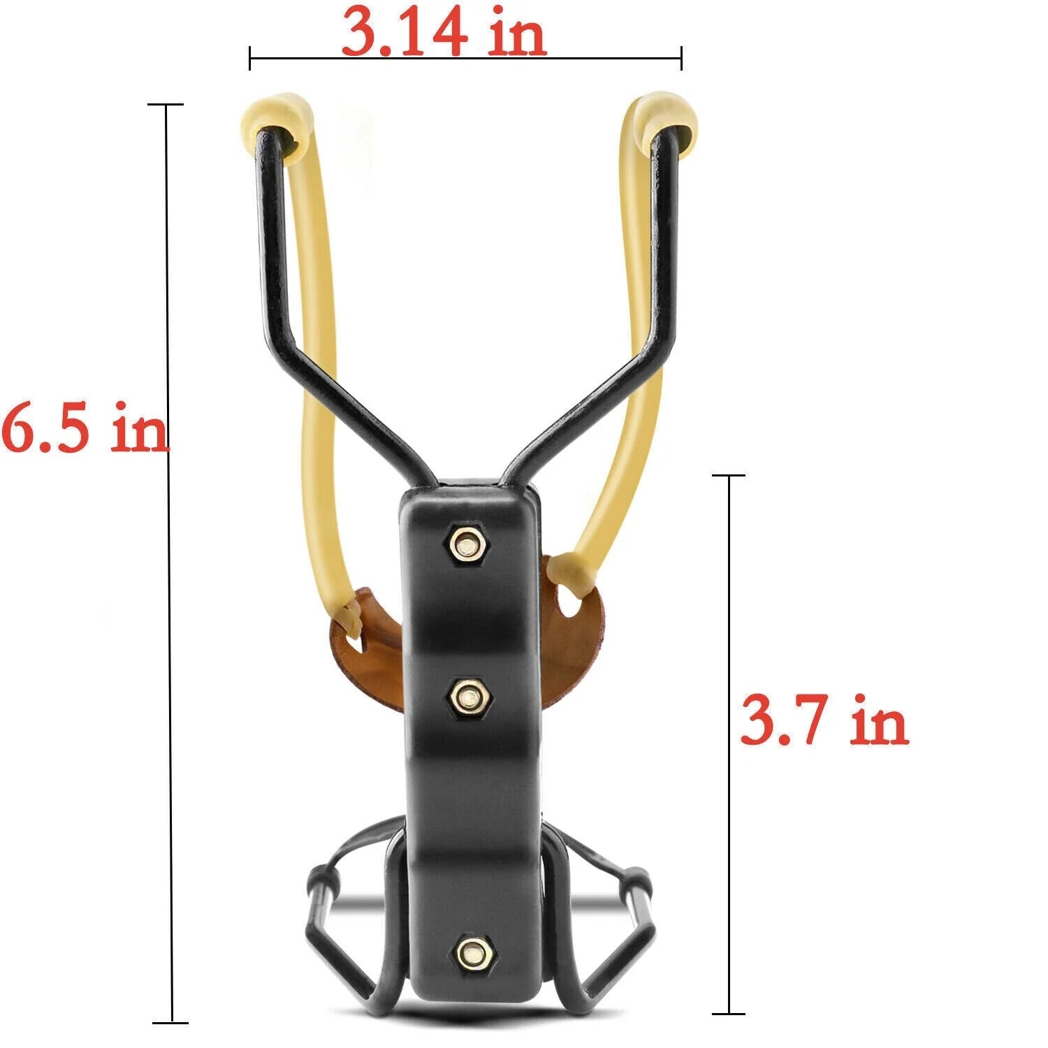 Compact folding slingshot with aluminum frame and leather pouch for outdoor sports