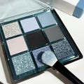 MUGELEEN nine-colour eye shadow palette with blue smoked colours and earth tones