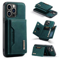 Magnetic card holder split phone case for iPhone in retro PU leather, black colour, with card slot and magnetic attachment