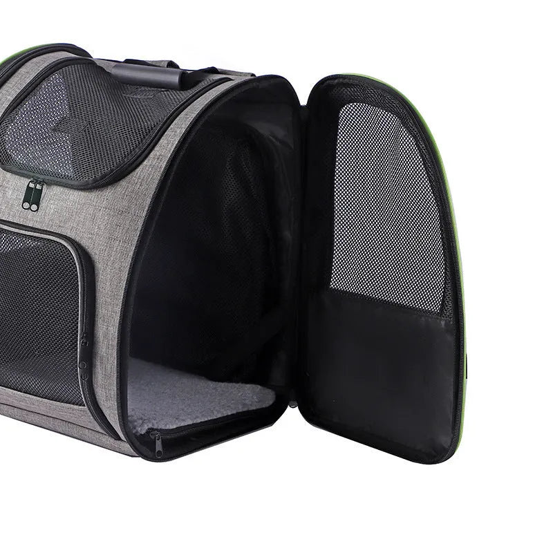 Breathable large capacity pet backpack Oxford cloth steel wire cradle net 35x28x42cm gray