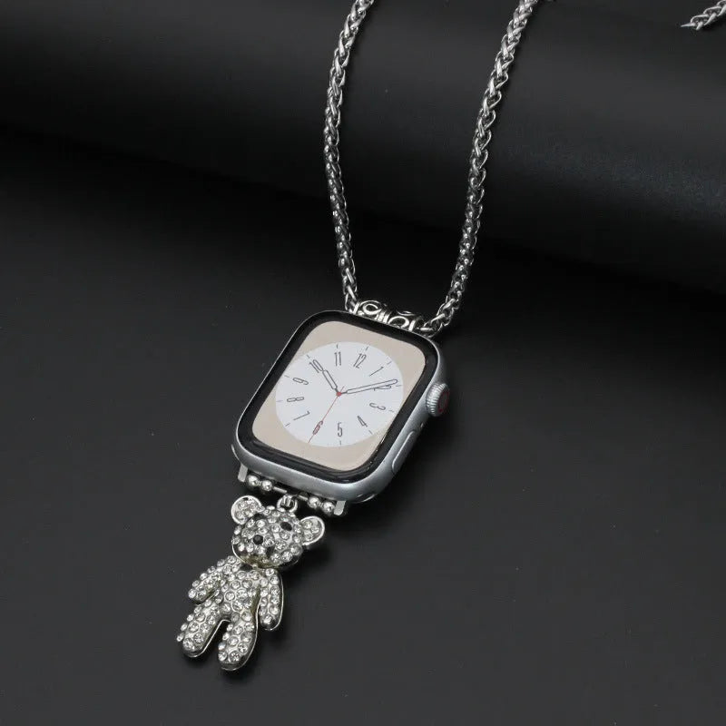 Watch necklace feather hanging strap replacement band for Apple Watch 38mm to 49mm multiple colour options Dinosaur Double C