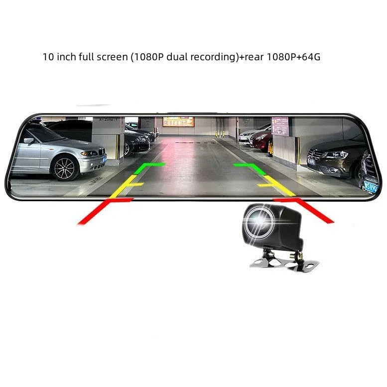 10-inch full touch screen car dash camera with front and rear lenses for dual recording