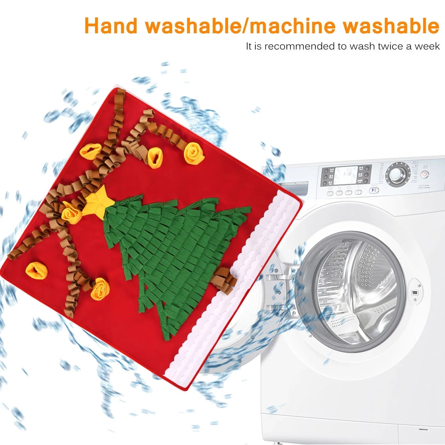 Christmas tree pattern washable dog snuffle mat for stress relief and slow feeding