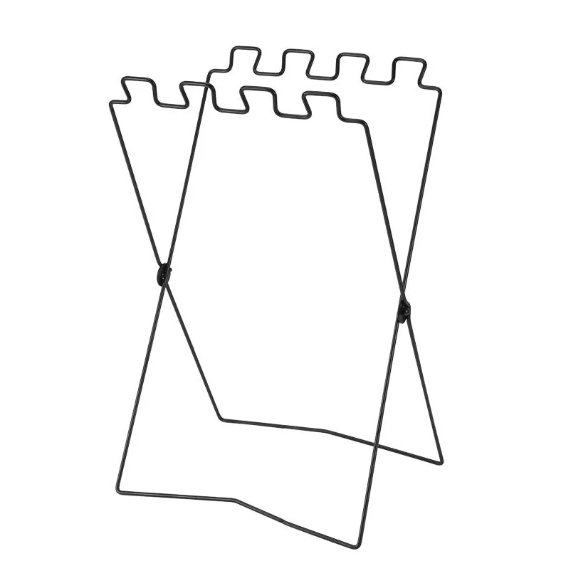 Silver stainless steel folding garbage bag bracket with Korean-style design for outdoor use