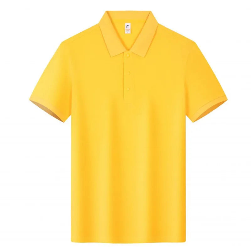 Men's short sleeve cotton blend work polo shirt with button-down collar in multiple solid colours