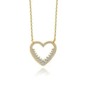 S925 sterling silver micro-inlaid heart necklace on cross chain in gold colour