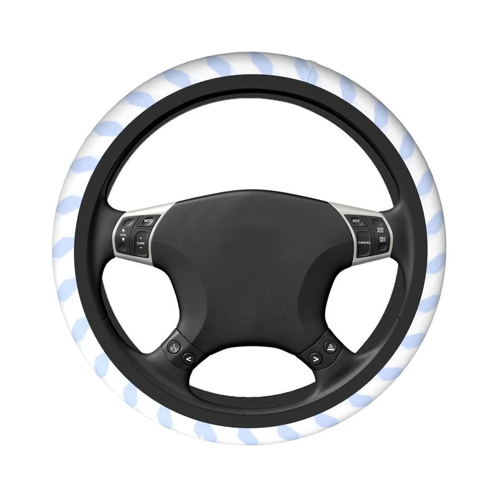 Black neoprene elastic steering wheel cover with European American classical eagle DTG print for cars SUVs trucks