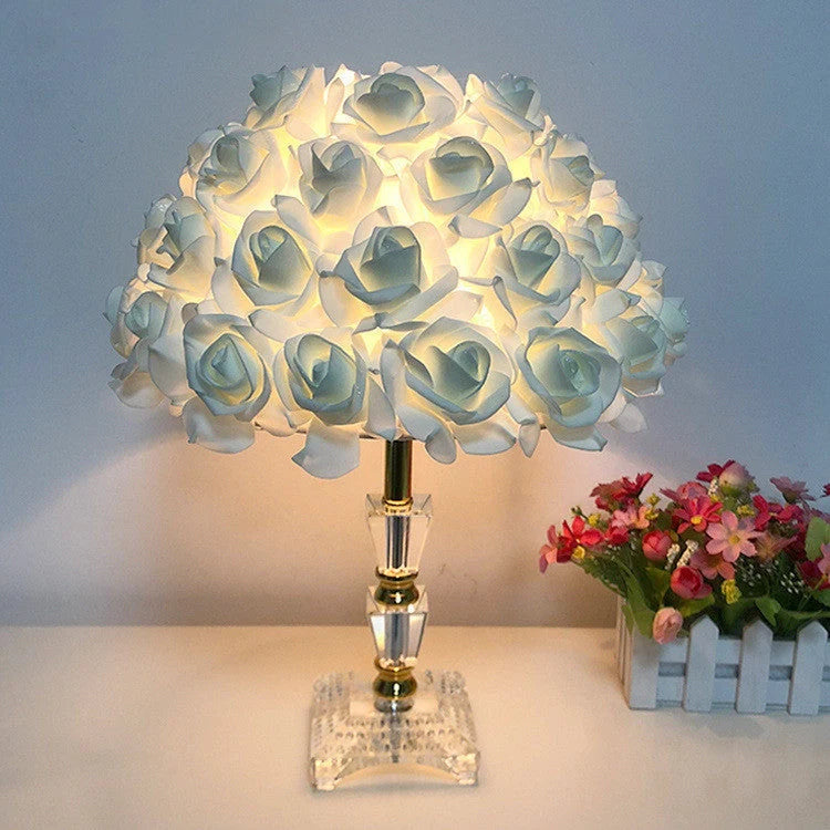 Wedding decoration lamp with roses flower design for bedroom and desk, available in multiple colors and sizes