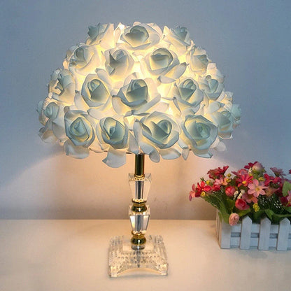 Wedding decoration lamp with roses flower design for bedroom and desk, available in multiple colors and sizes