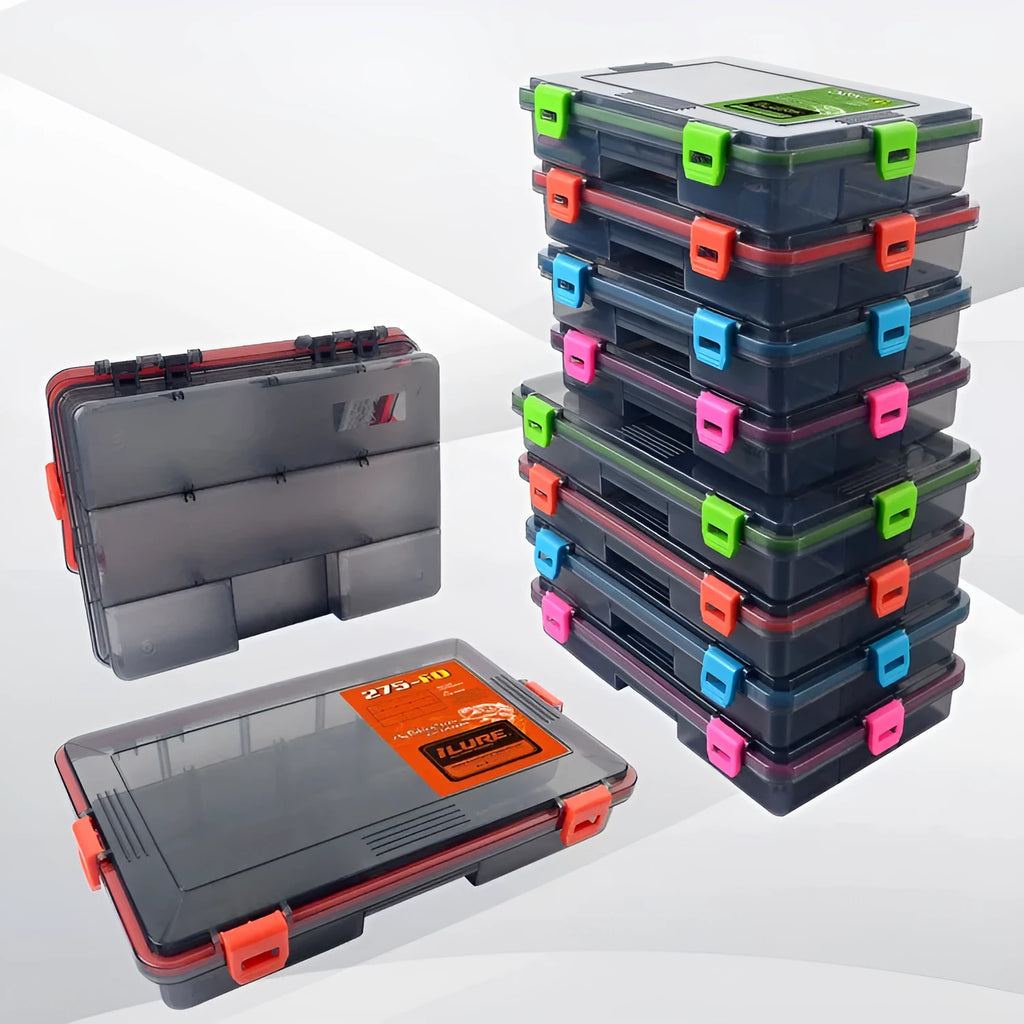 Blue waterproof fishing lure storage box with PP plastic construction