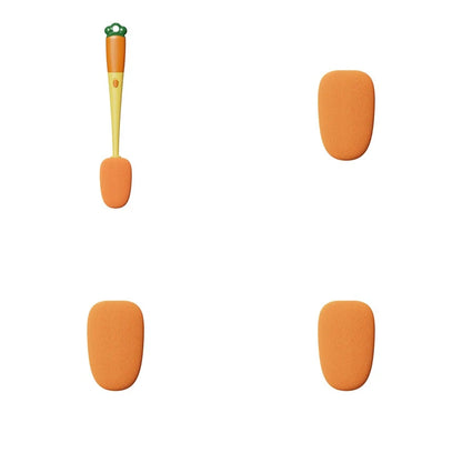 3-in-1 kitchen cleaning brush with carrot design, long handle, and three brush types