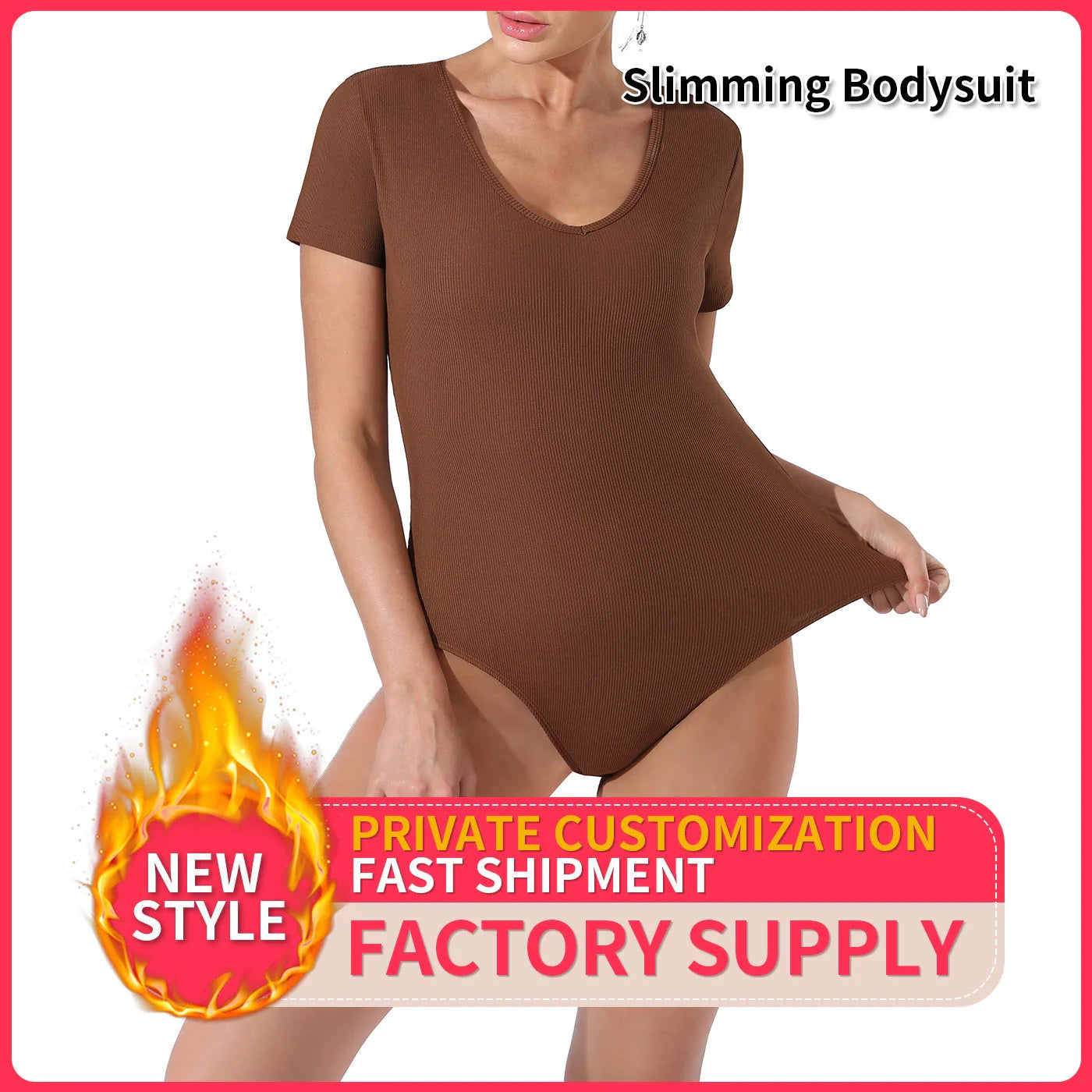 Women's solid colour bodysuit in black and coffee, offering a snug fit and versatile styling options.