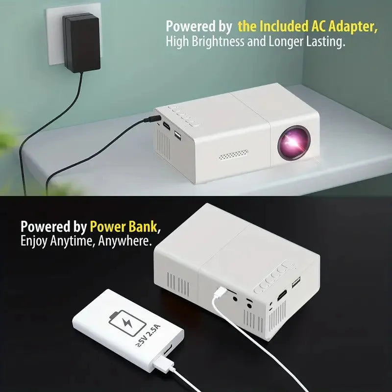 M100 Mini Projector in black or white colour with 100-inch projection capability and UK British Standard plug