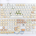 PBT mechanical keyboard keycap set with steampunk cat designs and 7u spacebar