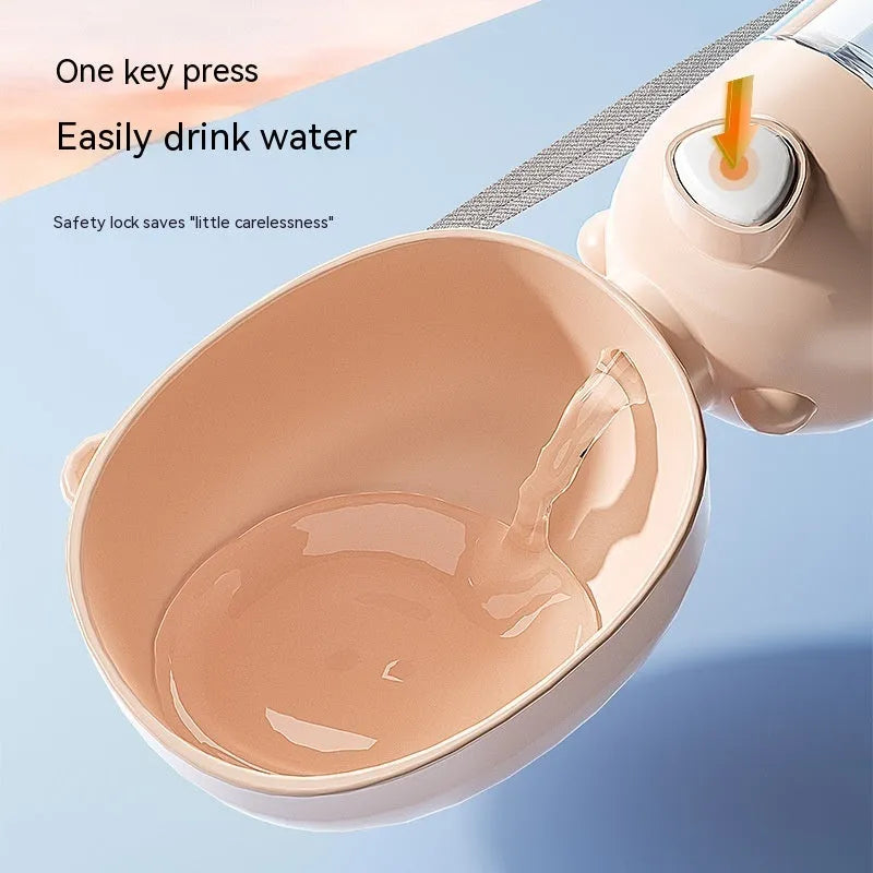 Portable PP dog water bottle in brown, pink, or yellow colour options
