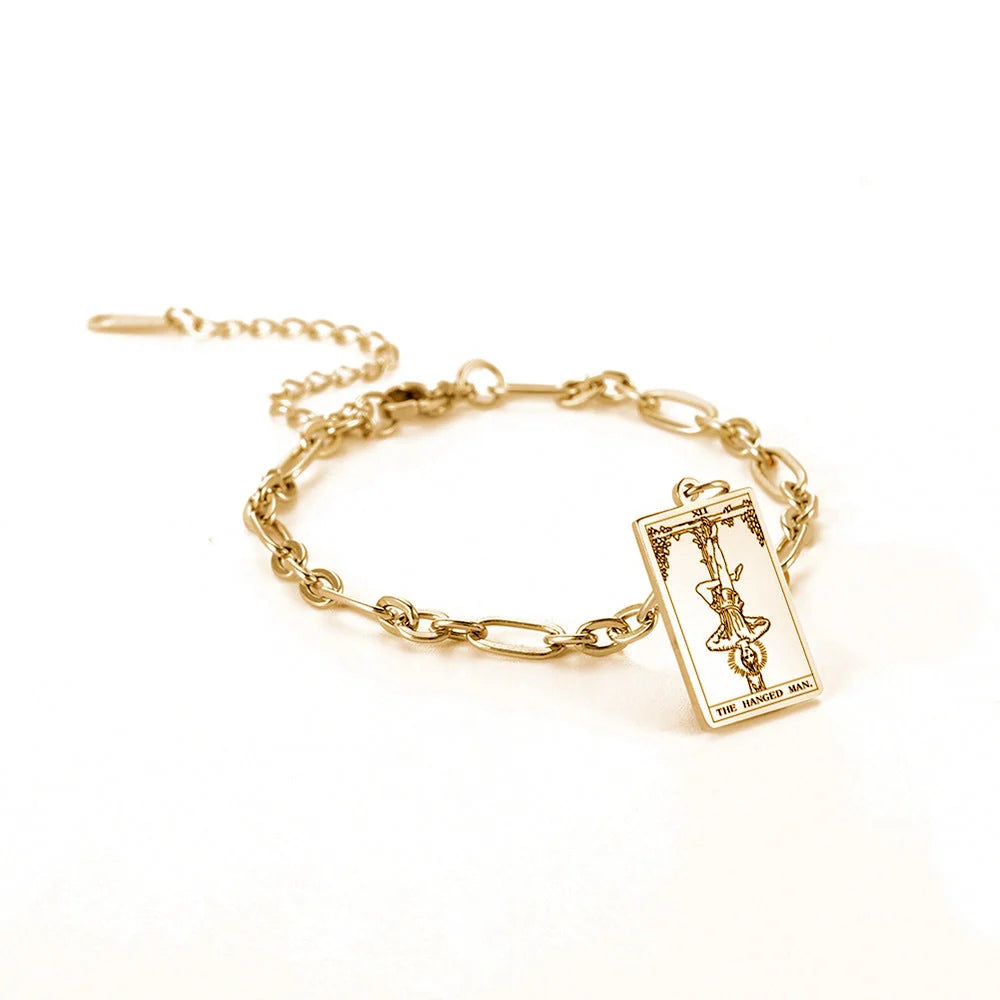 12 Tarot Card Series Stainless Steel Bracelet with 18K Gold Plating