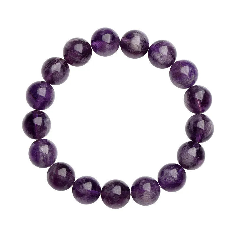 Natural feather amethyst crystal bracelet with Snow Mountain purple scattered beads and Ruyi design.