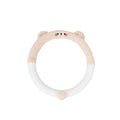Plush rabbit fur steering wheel cover with embroidered panda design, shown fitted on a car wheel.