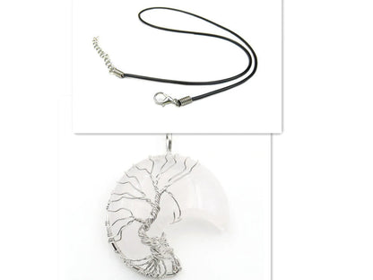 Handmade Moon Natural Crystal Stone Tree of Life Pendant Necklace in various colours