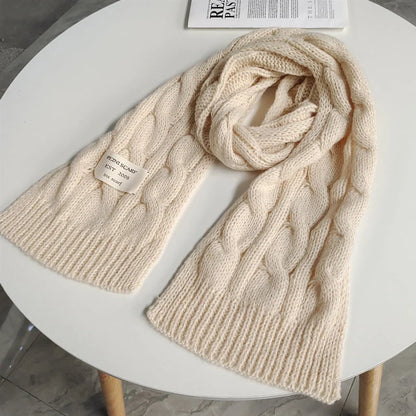 Sweet Labeling 8-word Twist Apricot Small Scarf in deer plush fabric for winter warmth