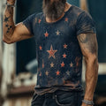 Loose-fit art retro T-shirt with a 3D creative pattern design on short sleeves.
