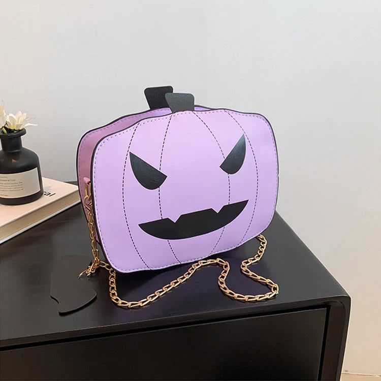 Halloween Cartoon Pumpkin Shoulder Bag in various colours with chain strap