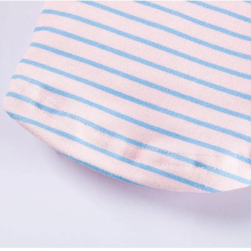 Cute striped knitted dog shirt with metal belt loop, pink and blue stripes style