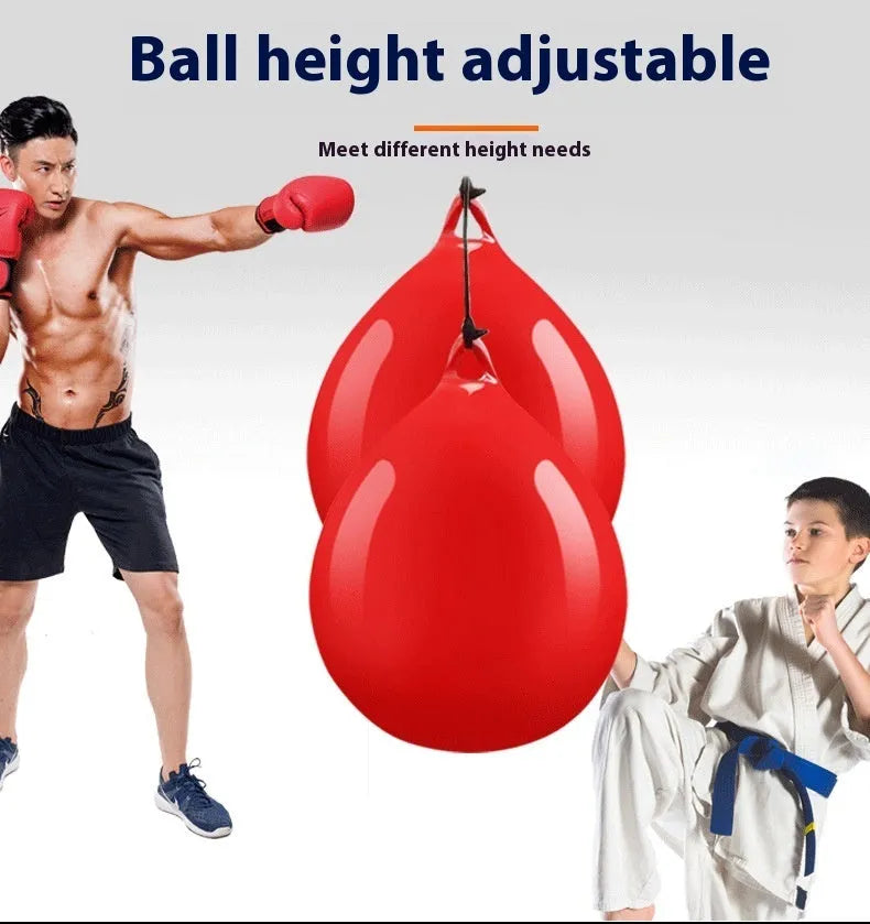 Red PVC water filled boxing reaction ball target with hook rope for hanging during training